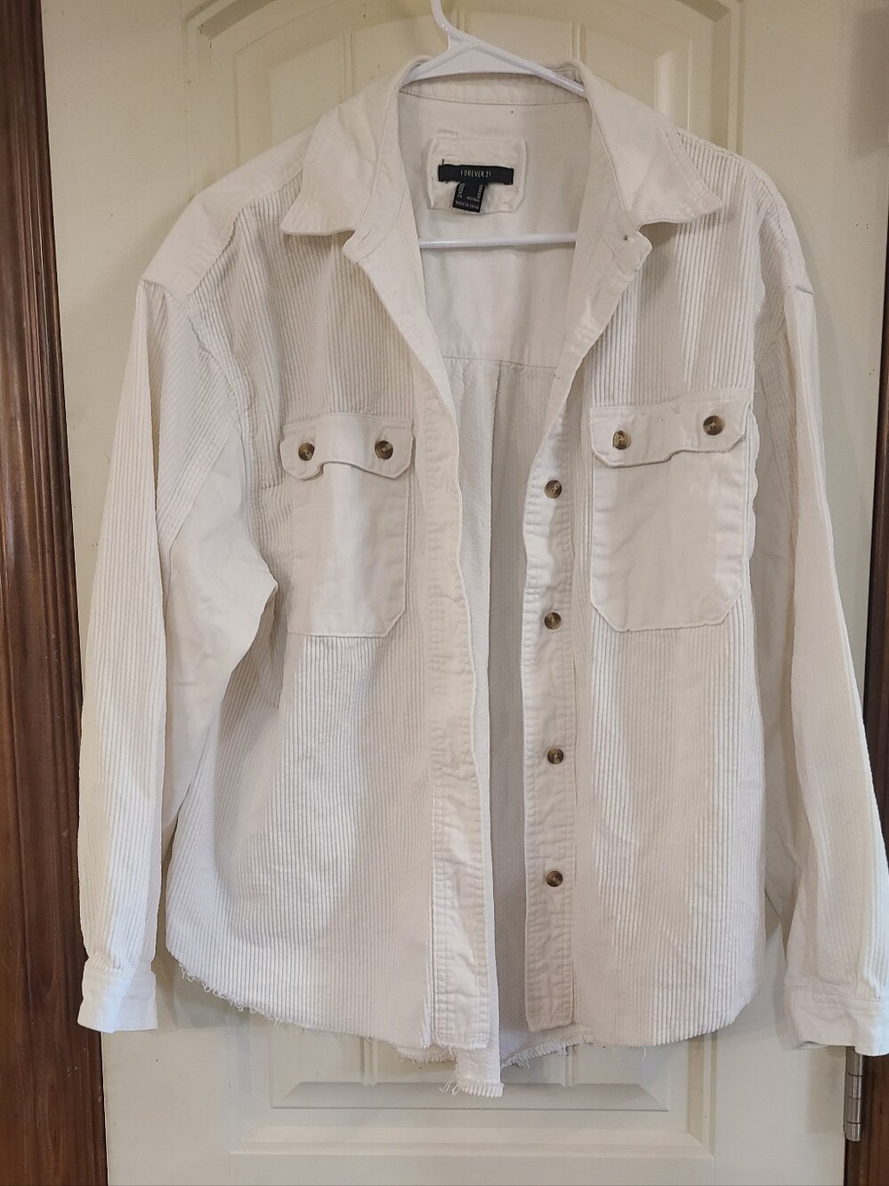 Forever 21 White Corduroy Shacket Size M